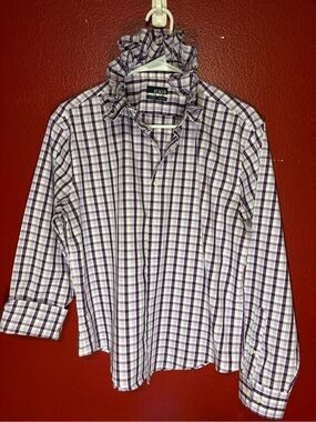 Upcycled/Reloved 1901 Purple Check Ruffled Collar Shirt